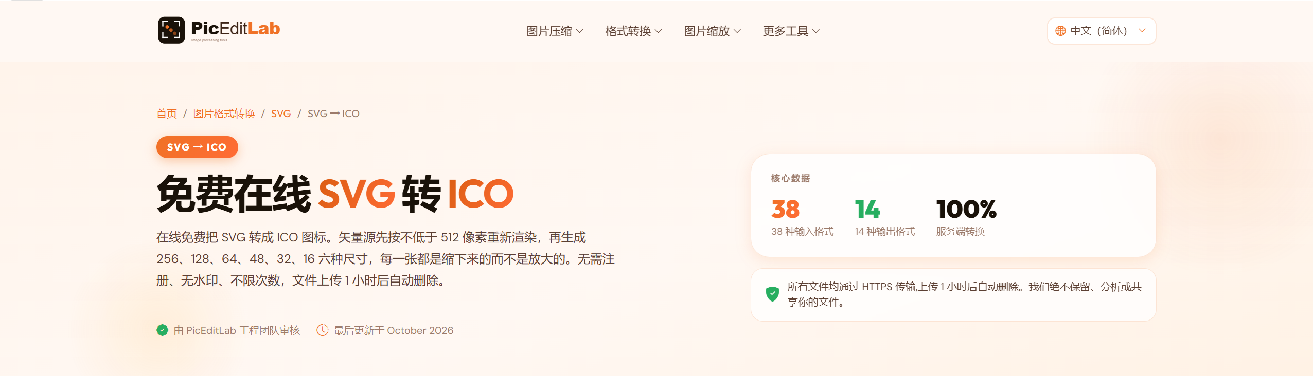 PicEditLab在线SVG转ICO页面